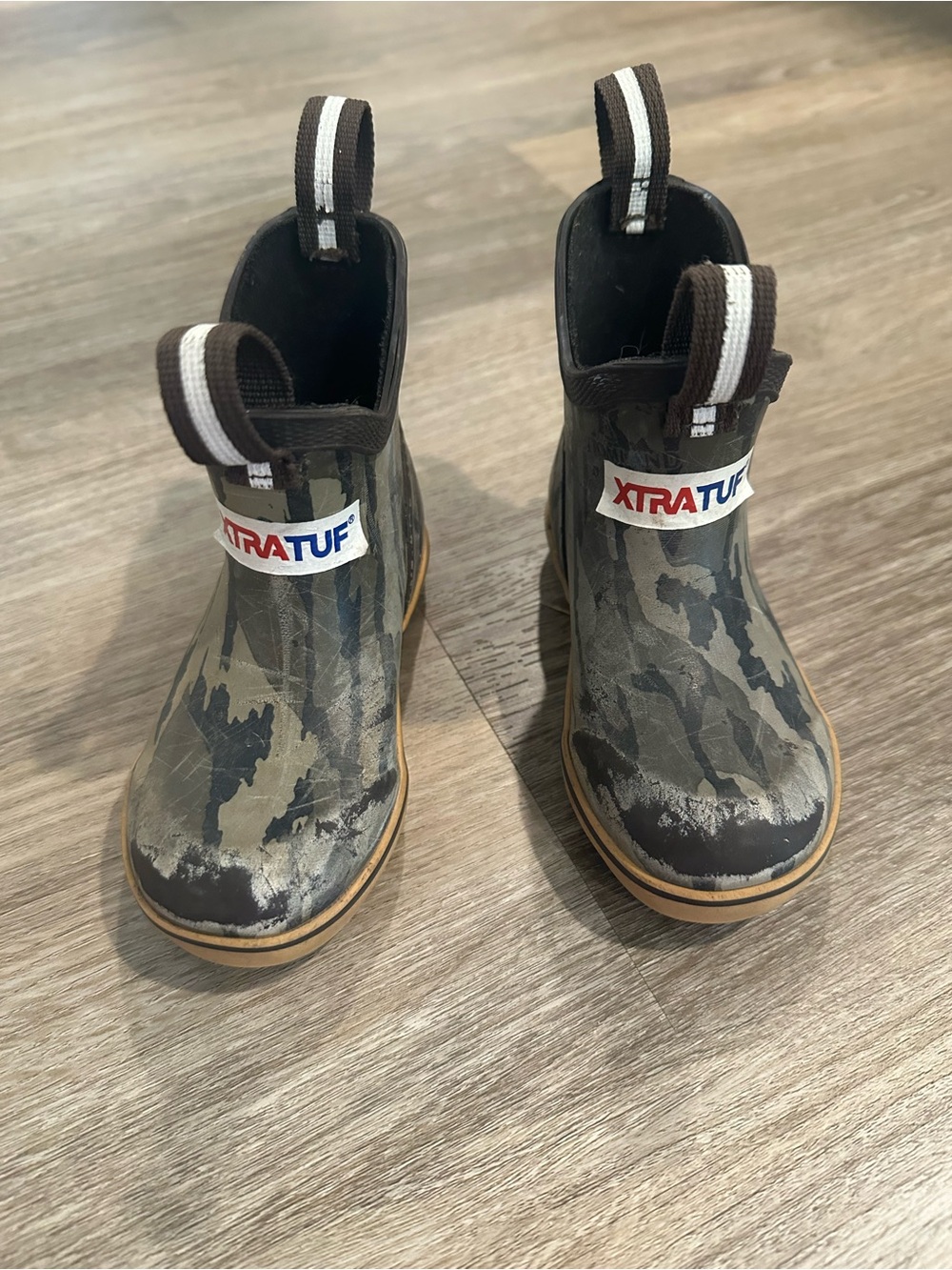 Kids' Camo XTRATUF Pull-On Rain Boots - Olive/Black